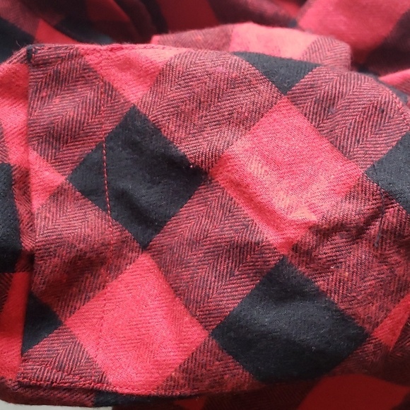 Souactimuy Red Plaid Flannel Hoodie Shacket Pocket Long Sleeve Button Down SZ XL - Picture 6 of 7